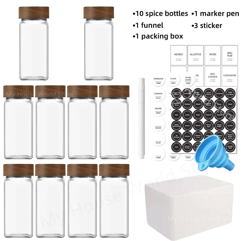13-teiliges Gewürzdosen-Set aus Glas mit Bambusdeckel - Inklusiv Kreide für die Personalisierung!