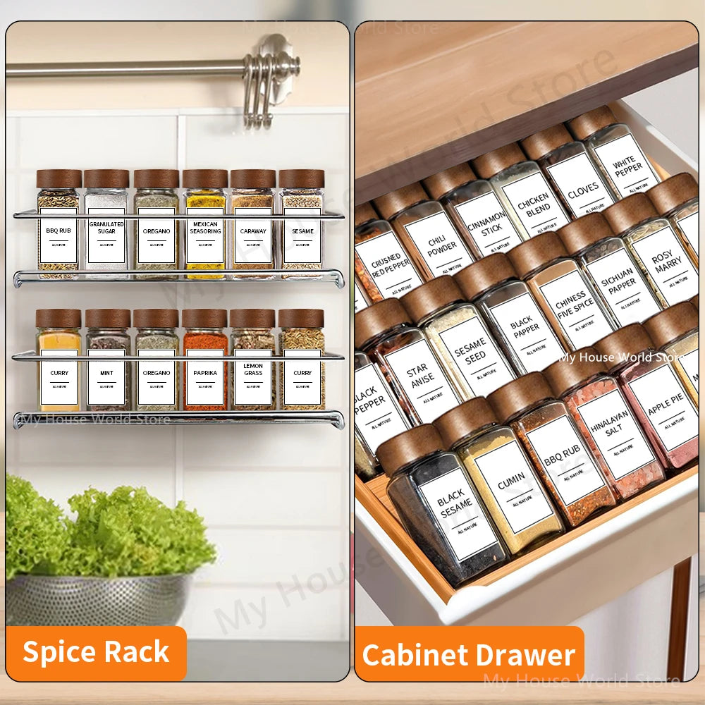 13-teiliges Gewürzdosen-Set aus Glas mit Bambusdeckel - Inklusiv Kreide für die Personalisierung!