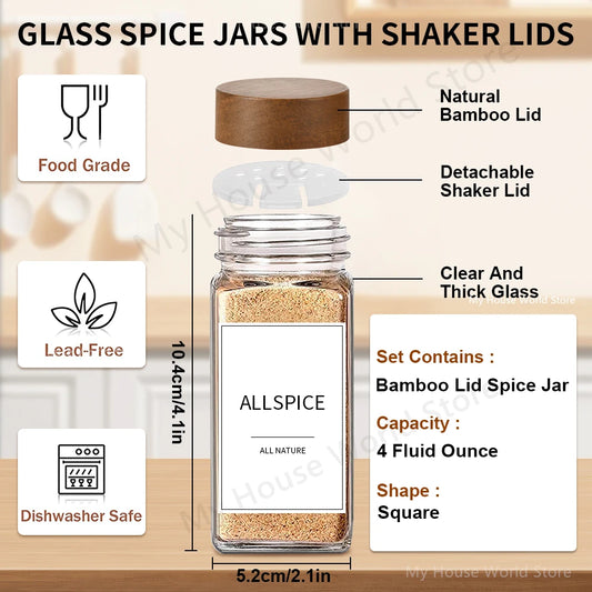 13-teiliges Gewürzdosen-Set aus Glas mit Bambusdeckel - Inklusiv Kreide für die Personalisierung!